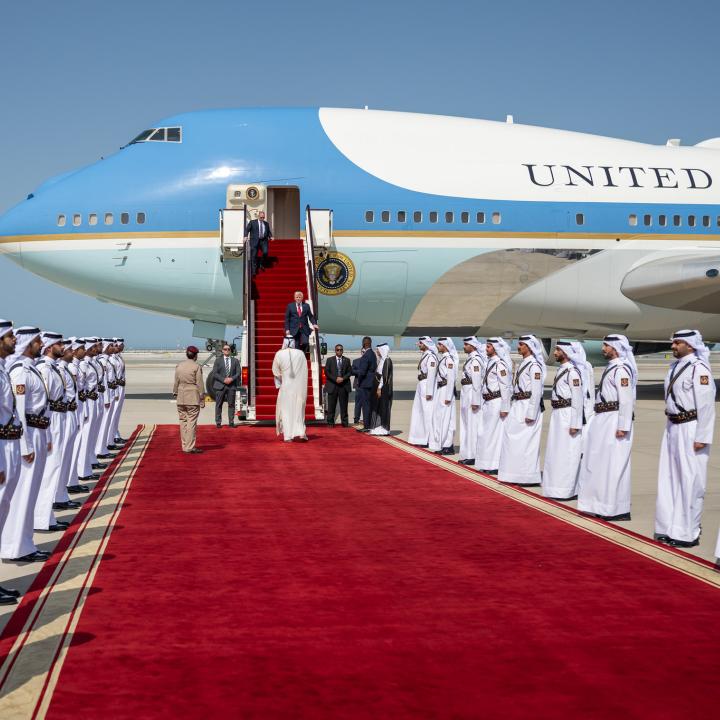 President Trump arrives in Doha during his May 2025 Gulf trip - source: White House
