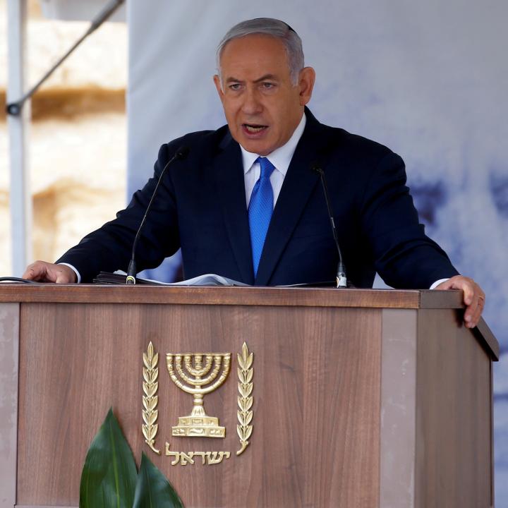 Israeli prime minister Binyamin Netanyaho speaks at an annual memorial for David Ben-Gurion in 2018 - source: Reuters