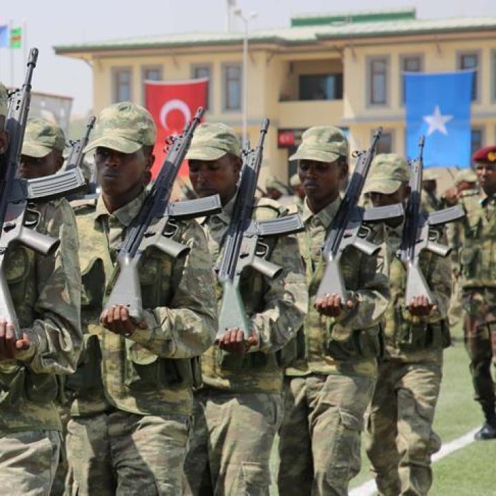 Somali cadets march during a graduation ceremony following training in Turkey - source: Turkish government