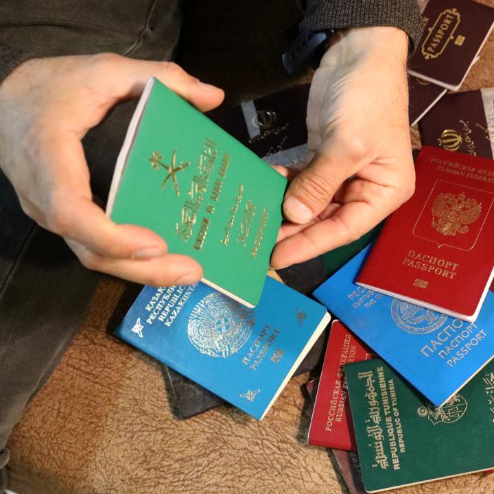 Passports seized from foriegn fighters in northern Syria - source: Reuters