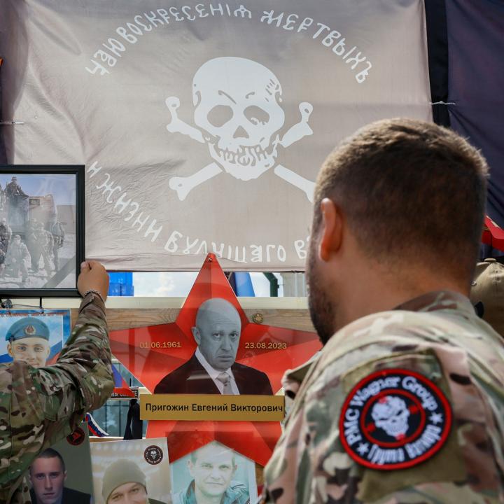 Russian fighters with the Wagner Group pay tribute to colleagues killed in Mali in 2023 - source: Reuters