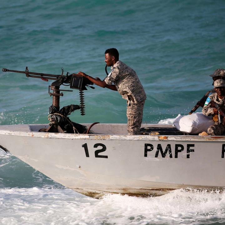 Officers of the Puntland Marine Police Force patrol the Red Sea in 2024 - source: Reuters