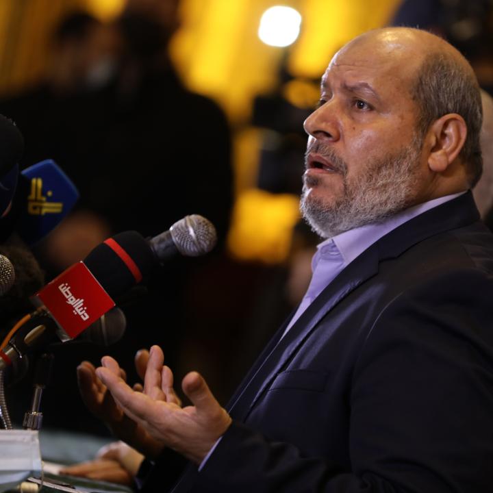 Hamas leader Khalil al-Hayya, speaks during a press conference in Gaza City, on February 3, 2021 - source: Reuters