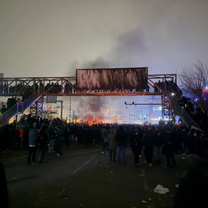 Video posted on social media shows violent protests on the streets of Tehran - source: Reuters
