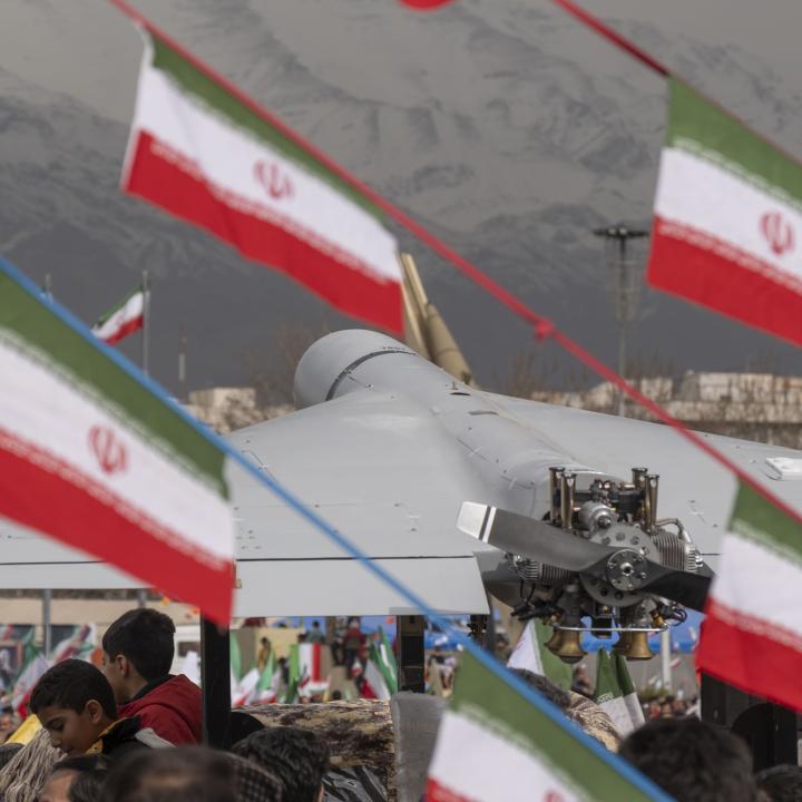 A Shahed-136 drone in a military parade in Tehran - source: Reuters