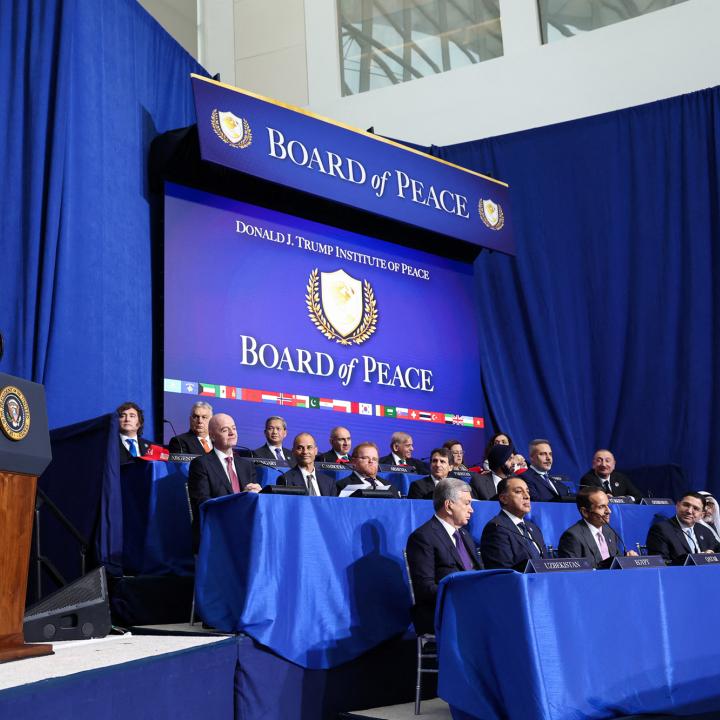 Donald Trump addresses the inaugural meeting of the Board of Peace in Washington, DC - source: Reuters