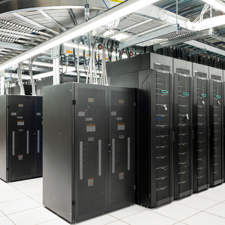 Photo of computer servers in a data center.