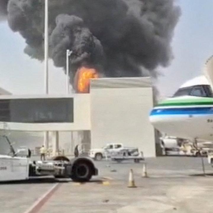 Flames rise at Saudi Arabia's King Khalid Airport after a Houthi strike - source: Reuters