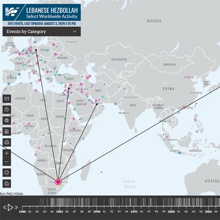 Screenshot of Hezbollah Interactive Map