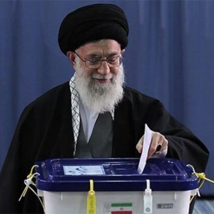 Iran's supreme leader, Ayatollah Ali Khamenei, casts his vote for president