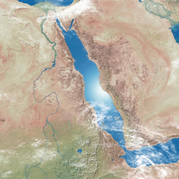 Satellite image of the Red Sea region and the Arabian Peninsula
