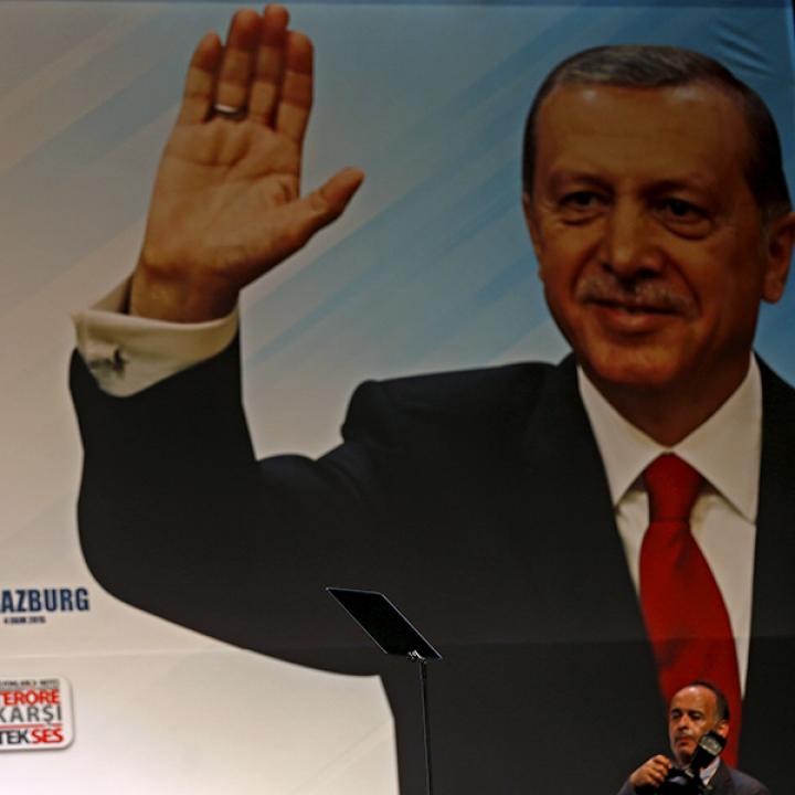 Turkish President Recep Tayyip Erdogan delivers a speech