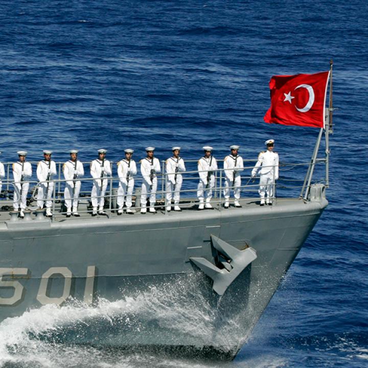 Sailors aboard a Turkish Naval Forces warship - source: Reuters