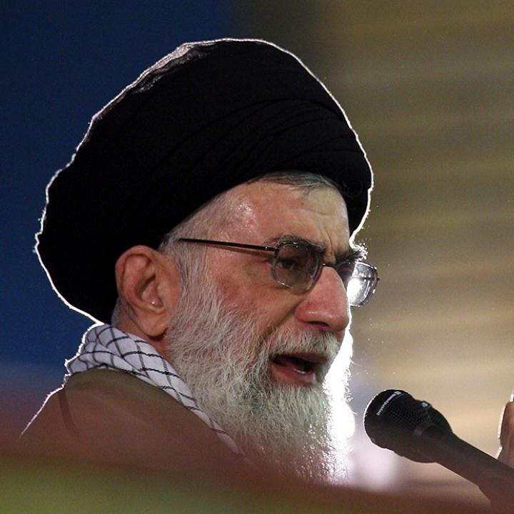 Iran's supreme leader, Ayatollah Ali Khamenei, speaking