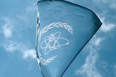 The flag of the IAEA