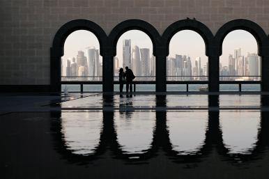 The Doha skyline seen from the Museum of Islamic Art