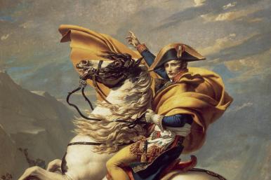 The artist Jacques-Louis David's painting "Napoleon Crossing the Alps"