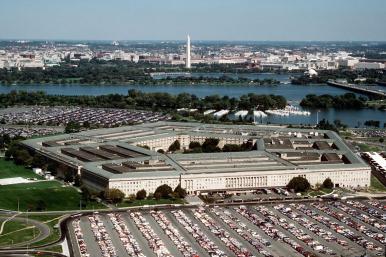 The Pentagon, seen with Washington, DC, in the background