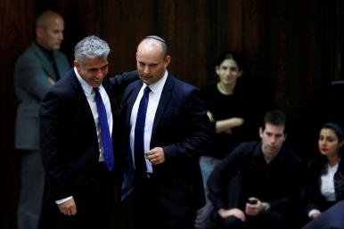 Israeli politicians Yair Lapid and Naftali Bennett