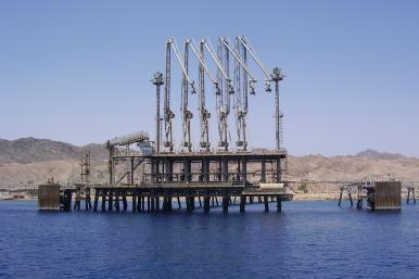 An oil pipeline terminal jetty in Eilat, Israel