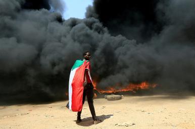 A Sudanese protester against military rule