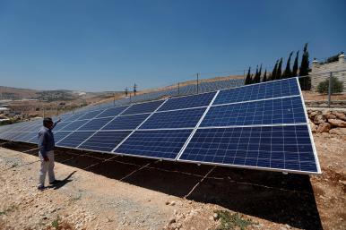 A solar panel in the West Bank