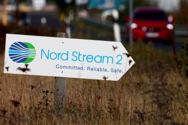 A sign identifying the NordStream 2 pipeline - source: Reuters