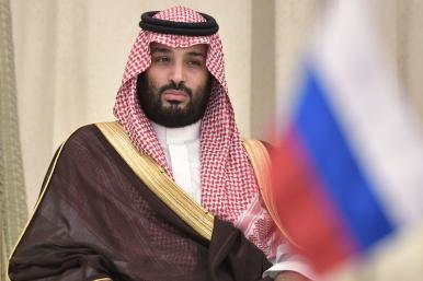 Saudi Crown Prince Mohammed bin Salmon durnig a meeting with Russian President Vladimor Putin in Rihady - source: Reuters