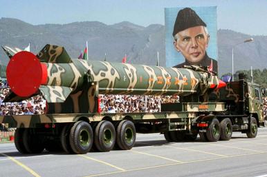 A Ghauri nuclear-capable missile on parade in Pakistan