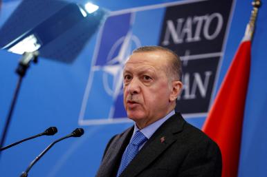 Turkish president Erdogan at NATO headquarters in Brussels