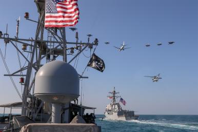 Ships of the US Navy's Fifth Fleet on exercise in the Persian Gulf