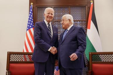 President Joe Biden meets Palestinian Authority President Abbas in July 2022