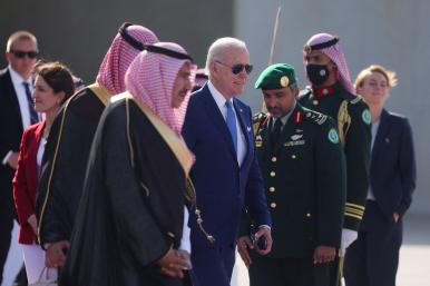 President Joe Biden arrives in Saudi Arabia in July 2022