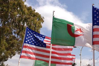 U.S. and Algerian flags at the U.S. Embassy in Algiers - source: U.S. government