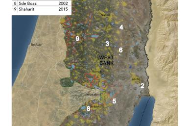 Map showing Israeli outposts approved in Feb. 2023.
