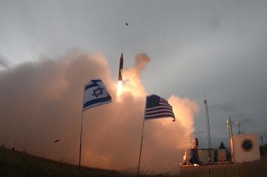 An Arrow anti-missile rocket fires in a test launch in a joint exercise between U.S. and Israeli forces - source: Department of Defense