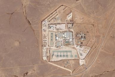 Satellite view of the U.S. military outpost known as Tower 22, in Rukban, Rwaished District, Jordan October 12, 2023 in this handout image. Source - Planet Labs PBC/via Reuters