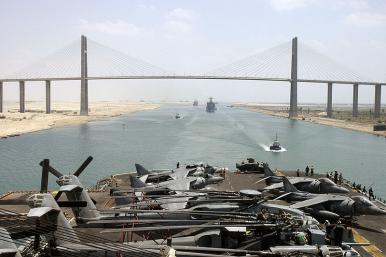 Suez Canal from the bottom of the Peace Bridge