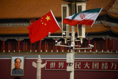 The national flags of China and Iran fly in Tiananmen Square during Iranian President Ebrahim Raisi's visit to Beijing, China, February 14, 2023 - source: Reuters