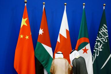 Delegates and flags at the 2018 China-Arab Forum - source: Reuters