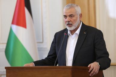 Hamas leader Ismail Haniyeh speaks in Tehran, Iran, in May 2024 - source: Reuters