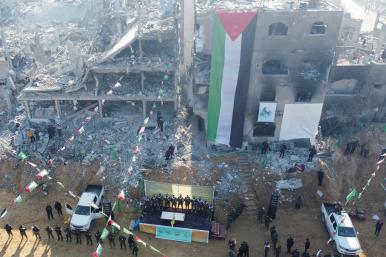 Aerial view of the site of an Israeli-Hamas prisoner-hostage swap in Gaza in January 2025 - source: Reuters
