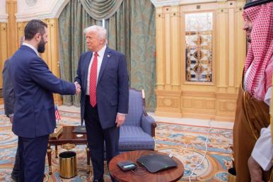 Syria's acting president Sharaa greets U.S. President Trump in Riyadh in May 2025 - source: Reuters