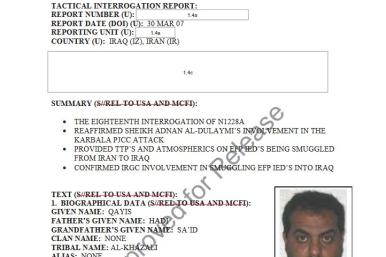 Qais al-Khazali's declassified interrogation file