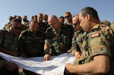 LAF soldiers study a map - source: Lebanese Armed Forces