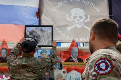 Russian fighters with the Wagner Group pay tribute to colleagues killed in Mali in 2023 - source: Reuters