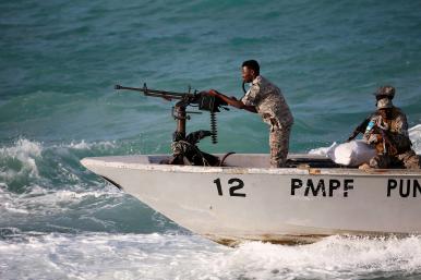 Officers of the Puntland Marine Police Force patrol the Red Sea in 2024 - source: Reuters