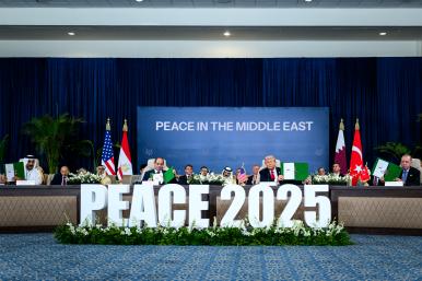 President Trump and Middle Eastern leaders sign documents relating to the Gaza Ceasefire - source: The White House