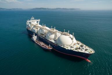 Photo of an LNG tanker at sea.