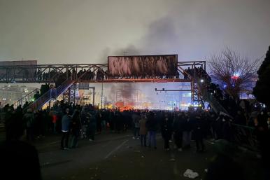 Video posted on social media shows violent protests on the streets of Tehran - source: Reuters